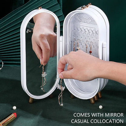 Screen Folding Jewelry Box | Jewelry Cabinet Organizer With Mirror