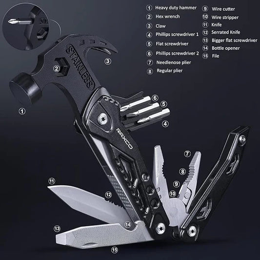 Multifunction Claw Hammer and Plier, Screw drivers, knives